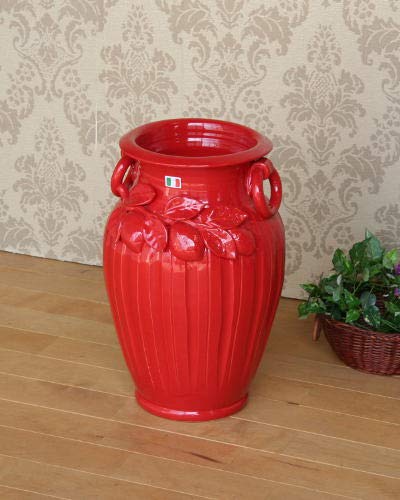 イタリア製 陶器 傘立て レッド 花柄 Amazon｜イタリアンレッドが素敵なレモンモチーフの傘立て 陶器